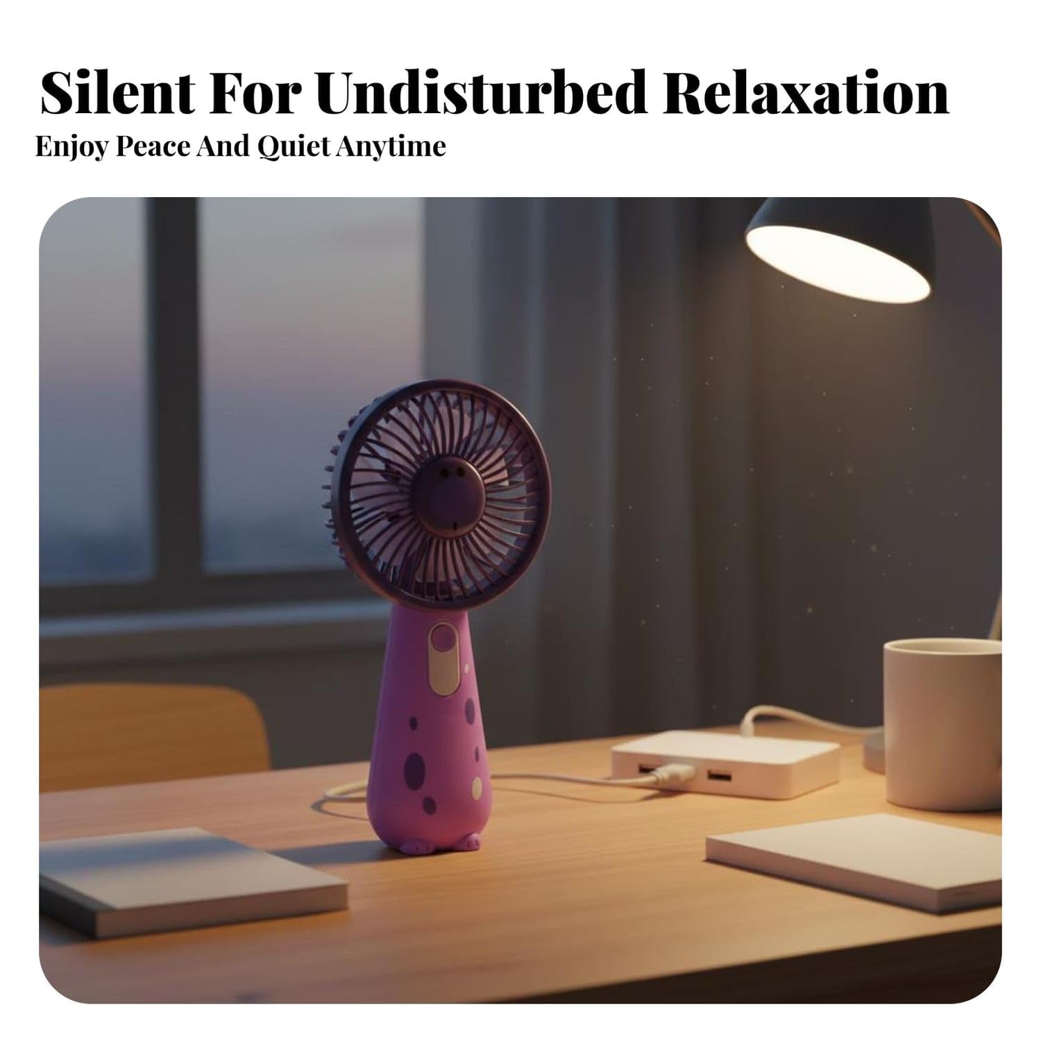Portable Handheld Fan with Type-C Cable, 3 Speed Settings, USB Rechargeable Mini Desk Fan, Random Color view 5