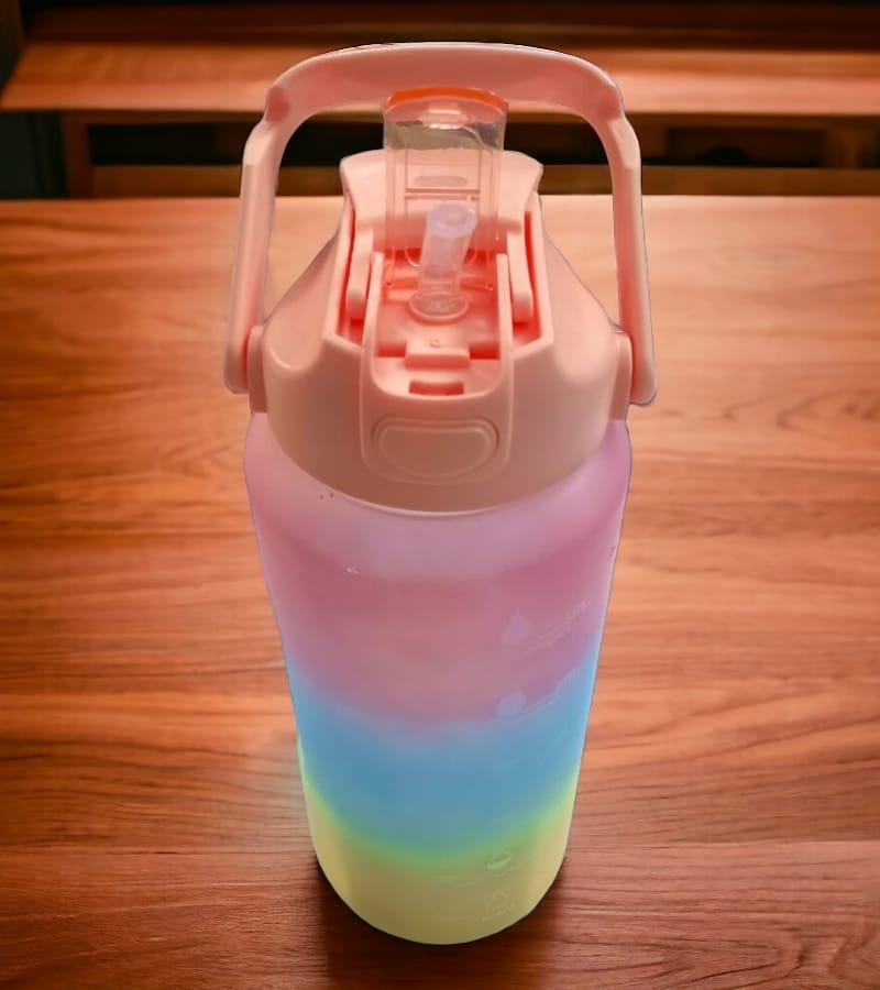 Motivational Water Bottle Set With Sipper - 2L Light-weight, Leak-proof, BPA-free Water Bottle For Kids & Adults –Gradient Color view 2