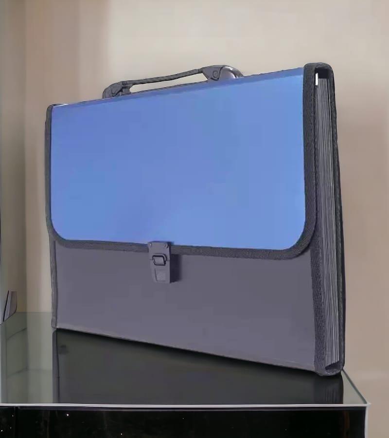 12-Pocket Expanding File Folder with Handle and Buckle Closure - Blue | A4 Size Document Organizer view 2
