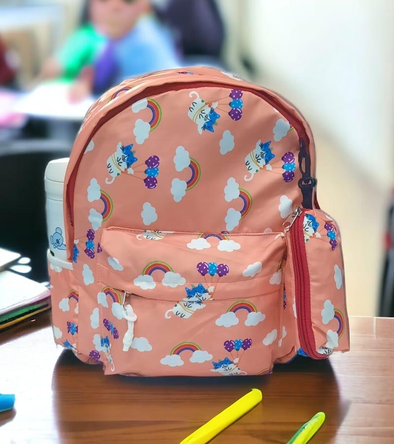 Small Size Kids Bag Unisex School Backpack with Free Pencil Stationery Pouch - Multicolor Printed (Suitable for Kids up to 5 years) view 2