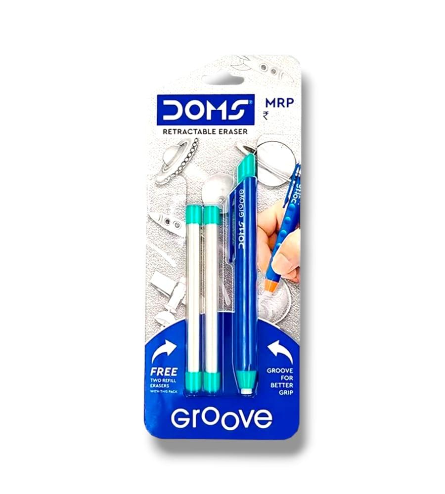 Doms Groove Retractable Eraser - Set of 2 Pack | Includes 2 Refill Eraser Inside Each Pack view 2