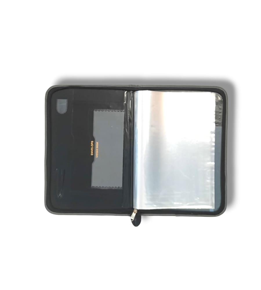 Leatherette Material Professional File Folder Executive Bag for Certificates and Documents with 20 Sleeves (Black) view 2