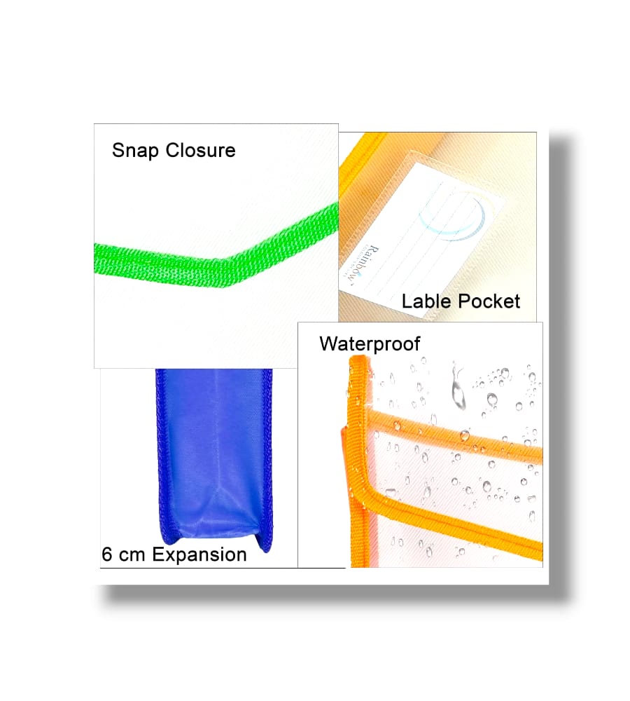 Transparent Poly-Plastic A3 Documents File Storage Bag with Snap Button Closer Expandable File Folder (Pack of 1)  view 2