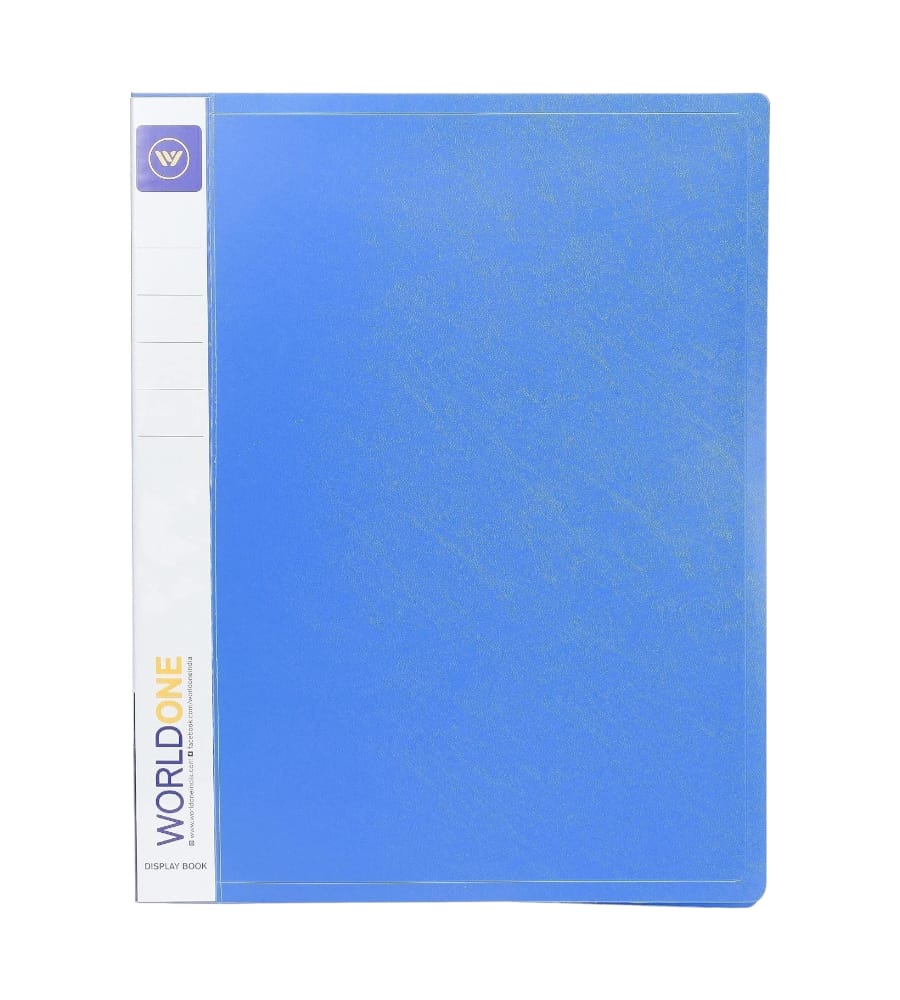 WorldOne Premium Quality Display Book Folder for Documents with 80 Bound Top Loading Plastic Binder Sleeves, Size A4, Blue, Set of 1 view 2