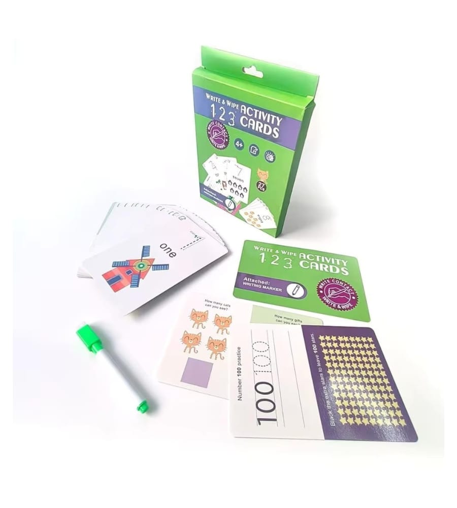 Write & Wipe Activity Cards Fun Easy Learning Word Play for Preschoolers & Toddlers | Includes Marker Alphabet/123 Word 27 Pcs Cards, 8 * 6 Inch view 2