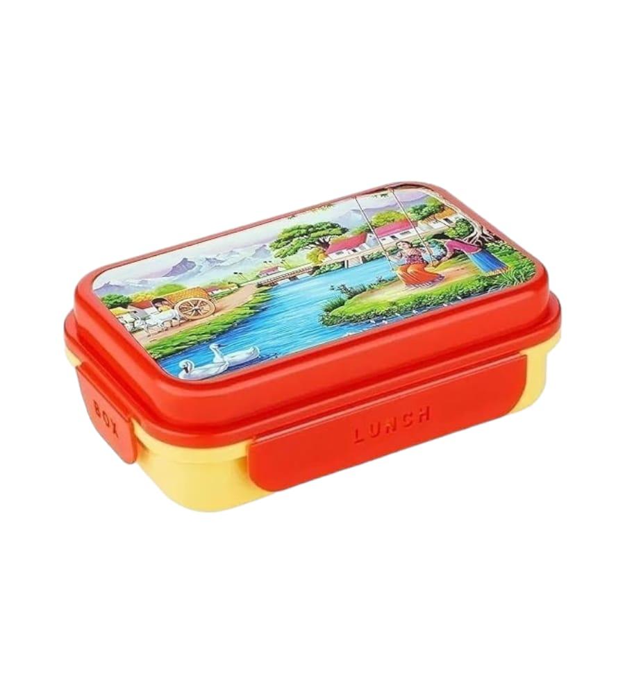 Kids Lunch Box & Air Tight-BPA Free-Inter Lock with 4 Compartment/ Box for Girls, Boys, School & Office view 2