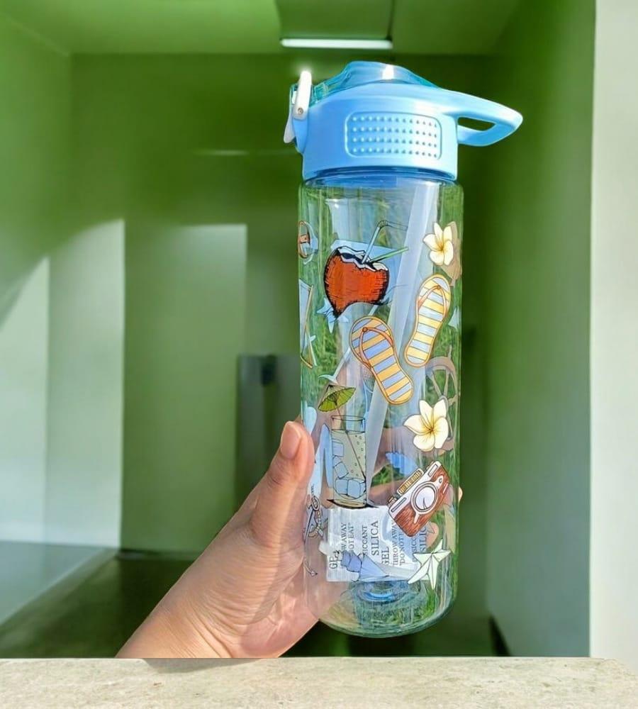 800 ML Sports Water Bottle for Kids - Printed, Leak Proof Flip Top Lid, Dishwasher Safe, Random Color view 2