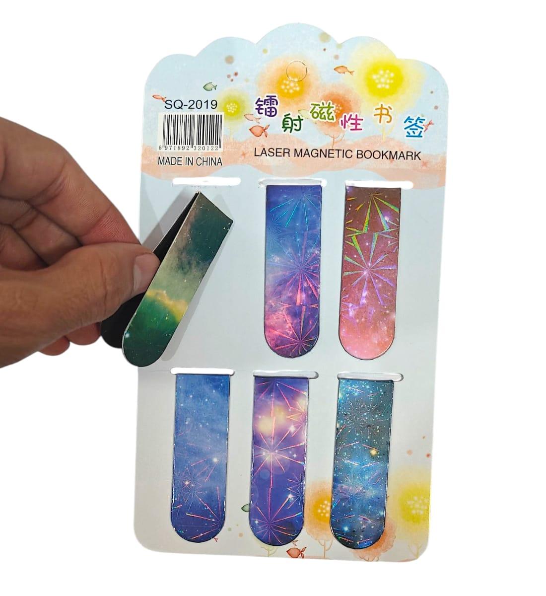 Colorful Laser Magnetic Bookmarks – Set of 6 | Creative Stationery for Kids & Book Lovers | 12 x 2 cm Each (Multicolor) view 2
