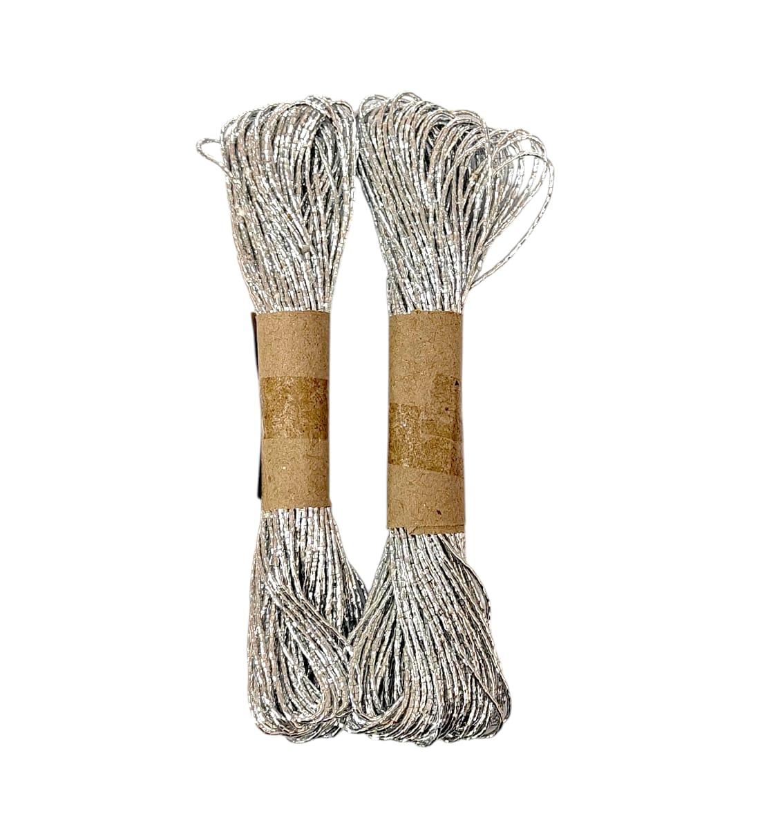 2 Skeins Silver Metallic Embroidery Thread – 8m Each | Shiny Polyester Floss for Cross Stitch, Embellishment, Needlework & Craft Projects view 2