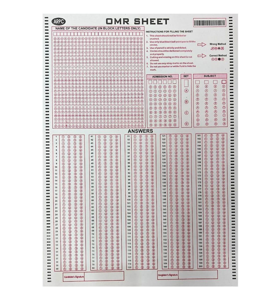 OMR Practice Sheets for Competitive Exams – A4 Size, 200 MCQs | Pack of 100 Sheets | For NEET, JEE, UPSC, MPSC, GATE, RPSC, TNPSC & Other Exams view 2