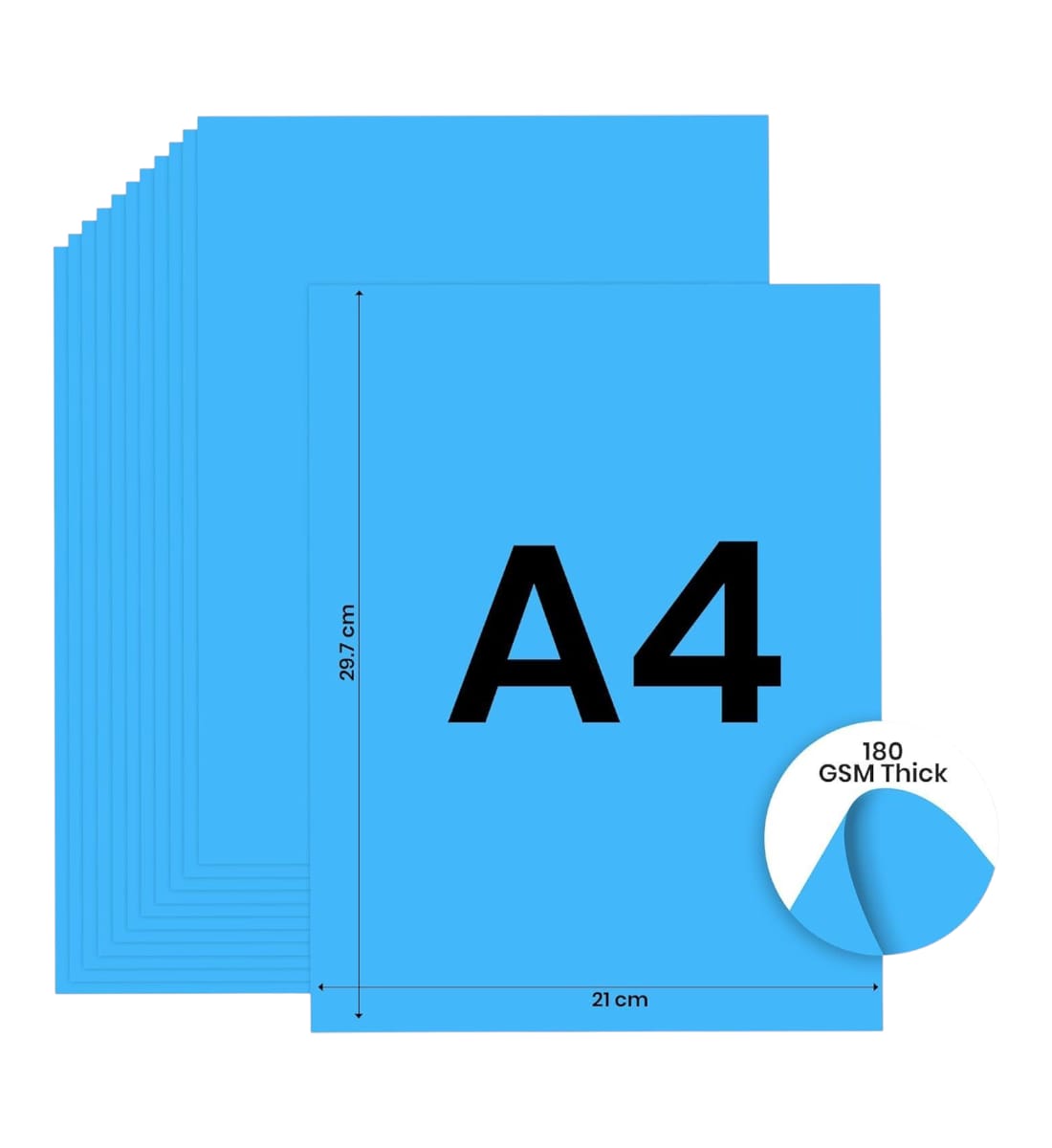 Art Villa A4 Colour Sheets –Sky Blue, Pack of 20 | 75-95 GSM Smooth Multiuse Paper for Art, Craft & School Projects view 2