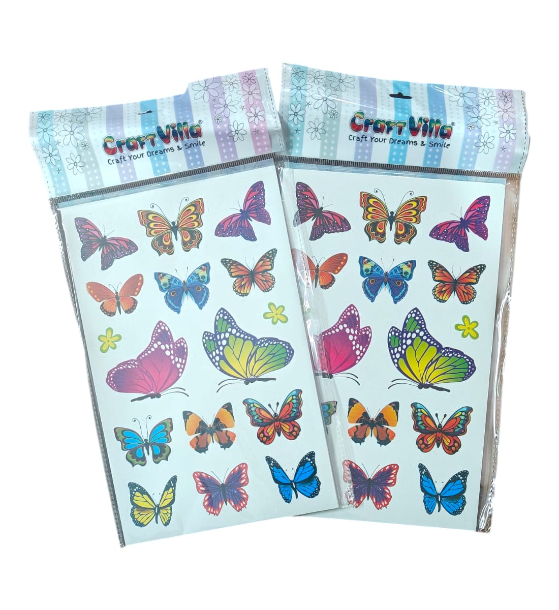 CraftVilla Butterfly Stickers –Multicolor Stickers | Fun Self-Adhesive Stickers for Kids, Crafts & Decorations (Pack of 2) view 2