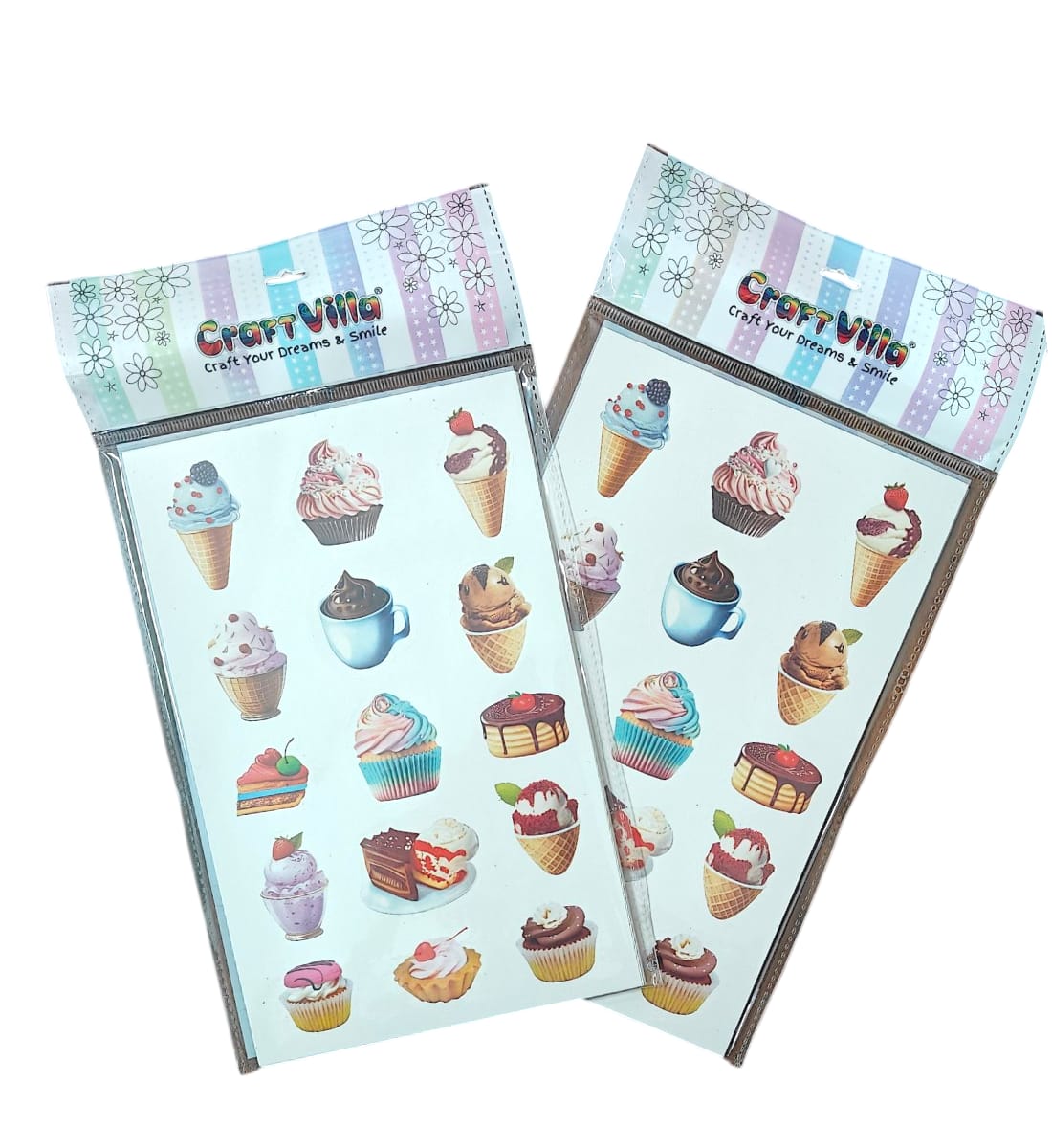 CraftVilla Ice Cream Stickers – Multicolor Stickers 15 PCS | Fun Self-Adhesive Stickers for Kids, Crafts & Decorations (Pack of 2) view 2