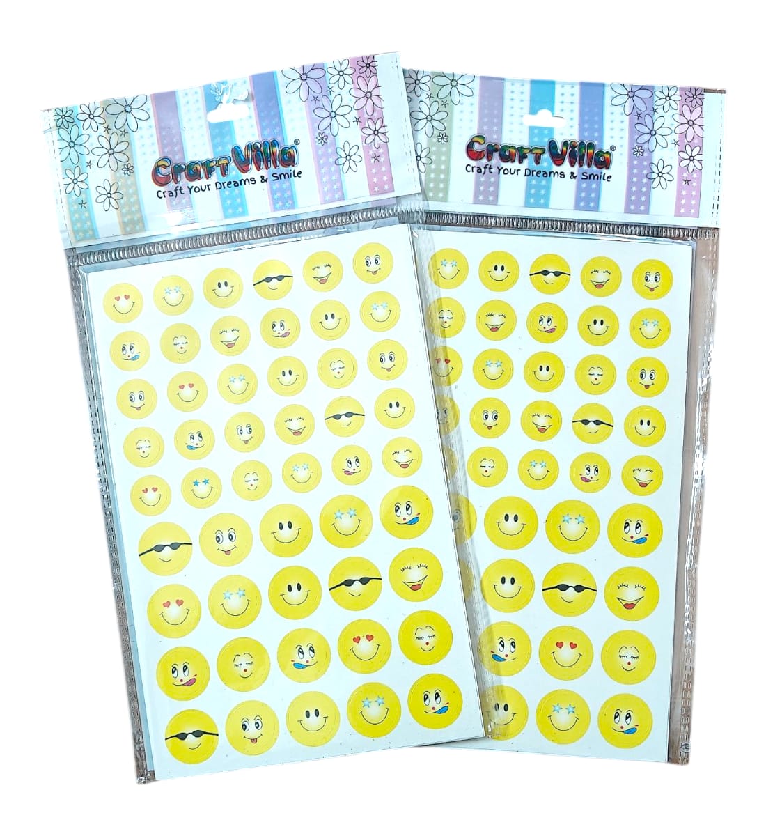 Smiley Face Happy Stickers – 50 Pcs Round Yellow Stickers in Different Styles | Fun Self-Adhesive Stickers for Kids, Crafts & Decorations (Pack of 2) view 2