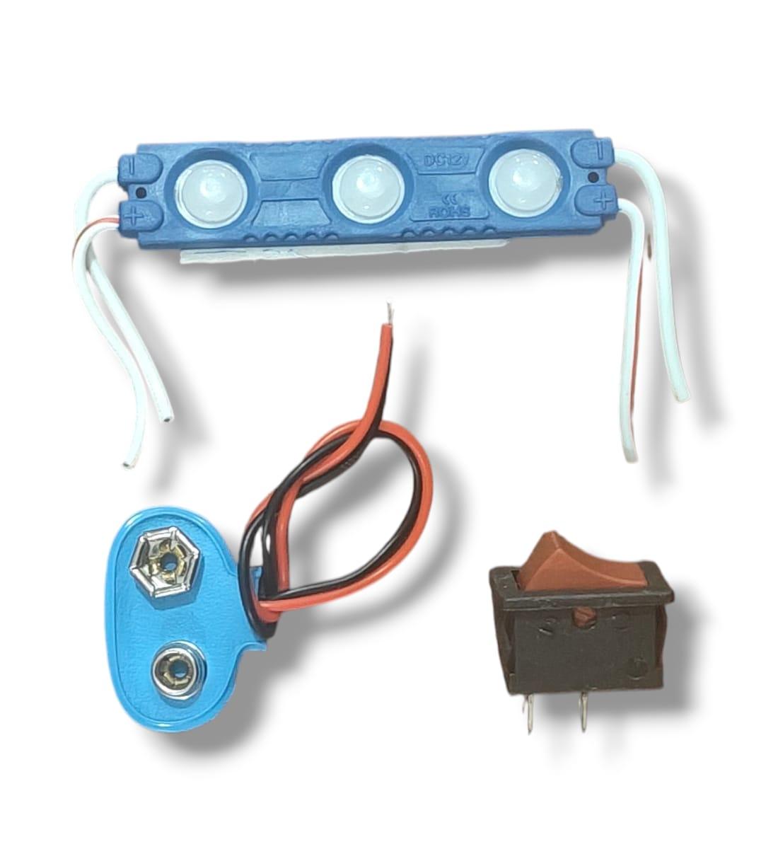 Project LED Light with Switch and Battery Connector | Pack of 2 | 3-LED Waterproof Lights for Science Projects & DIY Models view 2