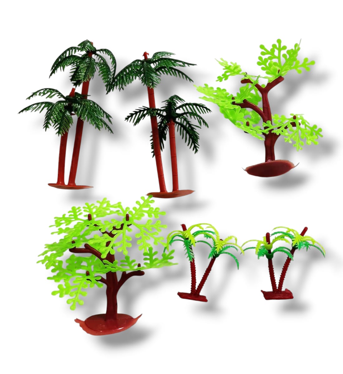 Artificial Mini Plastic Trees for Project Making & Decoration | 12 Pieces, 3 Designs | Assorted Green Trees for Craft, 3D Models & School Projects view 2