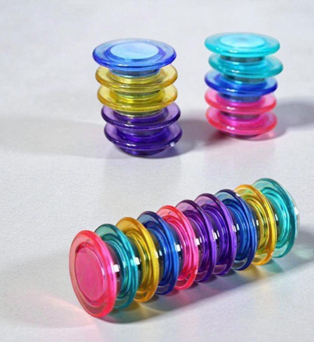 Round Multipurpose Magnets 20mm – Set of 10 | Strong Board & Fridge Magnets | Multicolor Plastic Button Magnets for Home, Office & School Use view 2