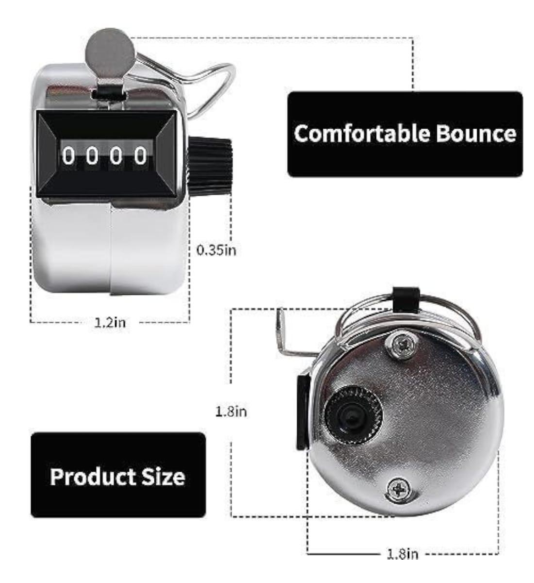 Metal Jaap Counter – 4-Digit Mechanical Tally Counter | Stainless Steel Hand Clicker | Tasbeeh Misbaha Counter | Mala Jaap Counter for Meditation, Prayer & Counting view 2