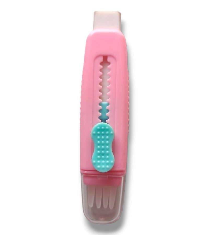 Sliding Retractable Pencil Eraser with Sliding Plastic Sleeve - Assorted Soft Pastel Color (Single Piece) view 2