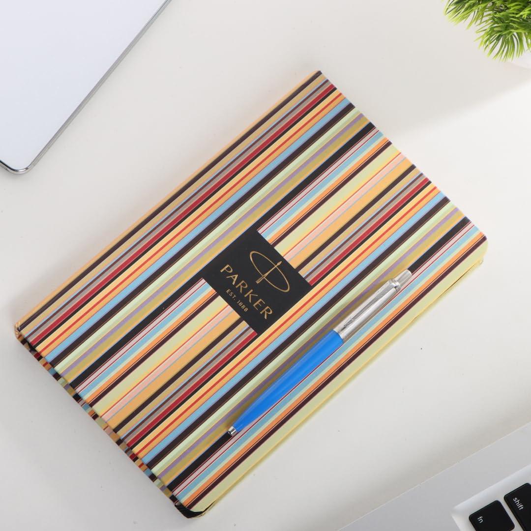 Parker, Jotter Standard, Blue Chrome Trim Ball Pen with Pin Stripe Diary, Excellent for Students and Writers view 2