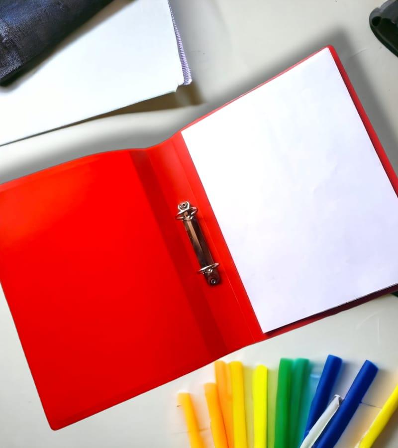 Simple Ring Binder Plastic Box File -A4 Size | File for Certificates and Documents (Pack of 1, Red) view 2