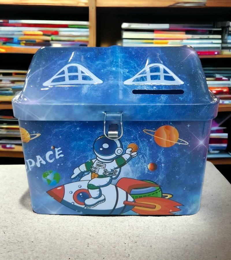 Money Saver Kids Money Bank - Gullak - Saving Bank Space Print for Boys/Girls - Kids Hut Shaped Blue Color (1 pc) view 2