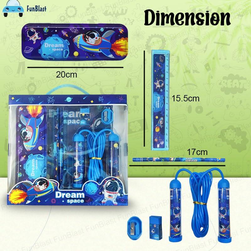 Space Stationery Kit for Kids - Stationery Box with Pencil, Pen, Eraser, Sharpener, Space Pencil Box, Skipping Rope - Birthday Gift for Kids view 5