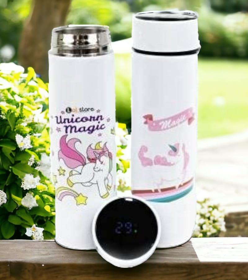 Unicorn Temperature LED Touch Display Bottle 420 ml - Water, Milk, Juice and Liquid - for Kids - BPA Free (White) view 2