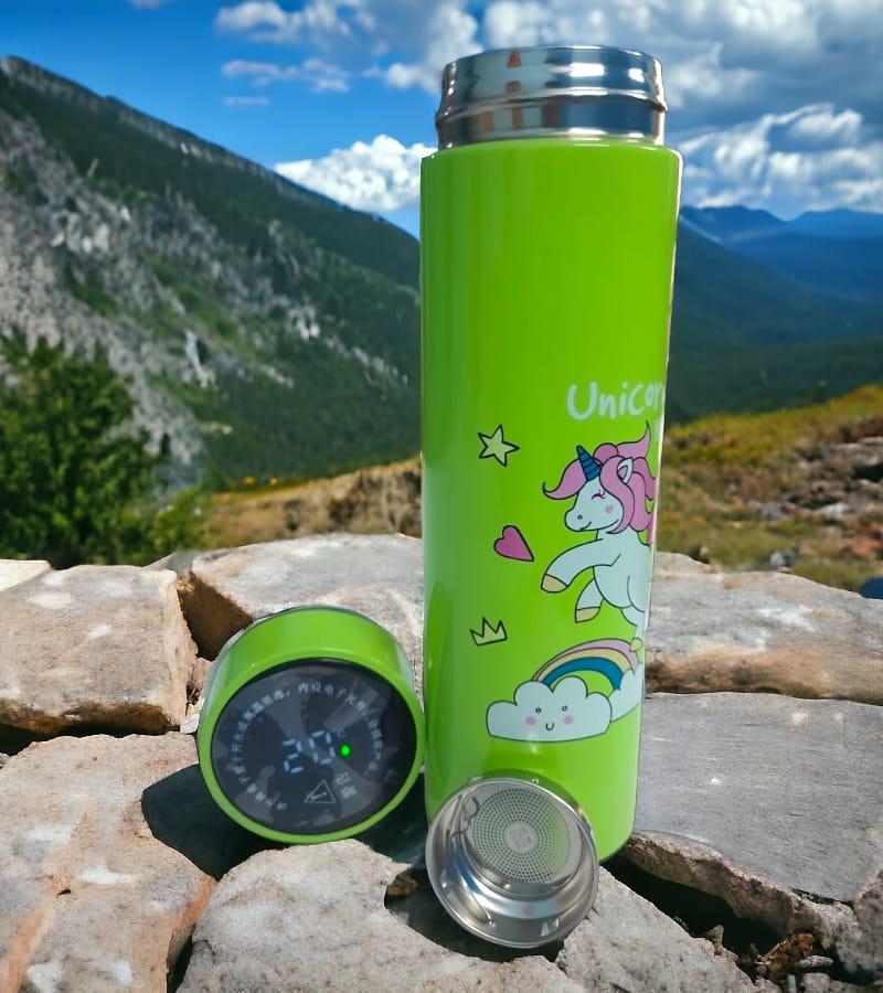 Unicorn Temperature LED Touch Display Bottle 420 ml - Water, Milk, Juice and Liquid - for Kids - BPA Free (Green) view 2