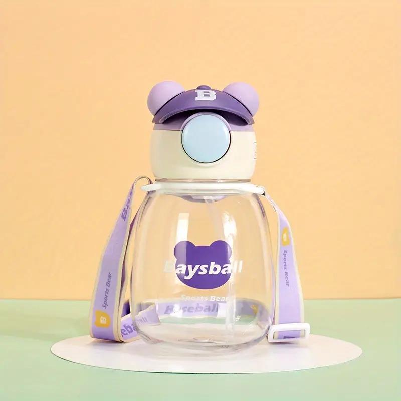 Cute Bear Drinking Bottle Leak Proof With Strap Travel Water Bottles With Handle For Kids, Adults - Blue Color view 2