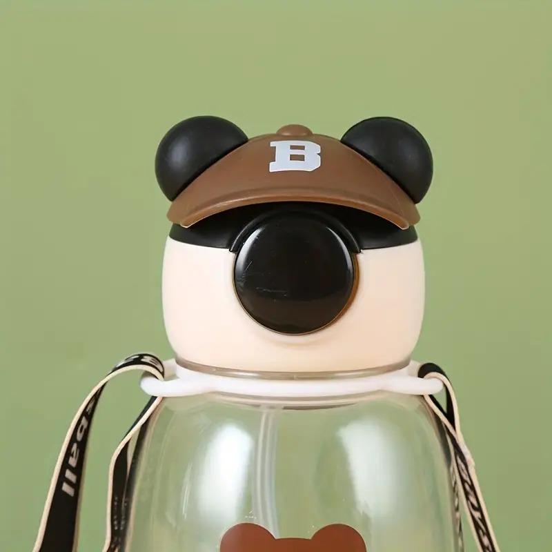 Cute Bear Drinking Bottle Leak Proof With Strap Travel Water Bottles With Handle For Kids, Adults - Chocolate Color view 3