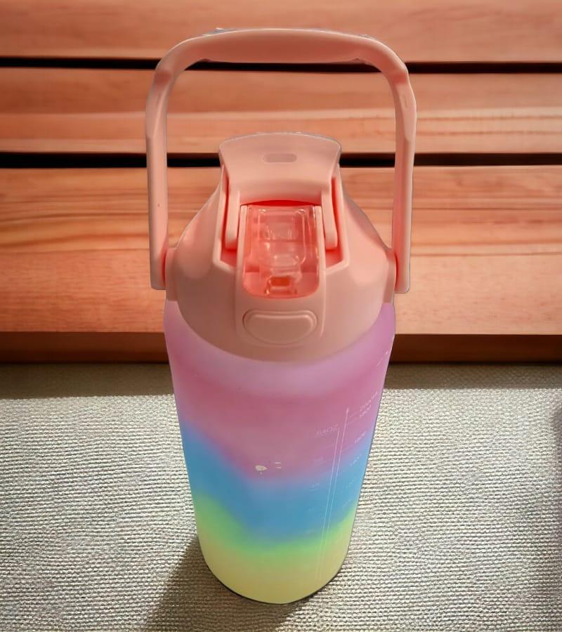 Motivational Water Bottle Set With Sipper - 2L Light-weight, Leak-proof, BPA-free Water Bottle For Kids & Adults –Gradient Color view 3