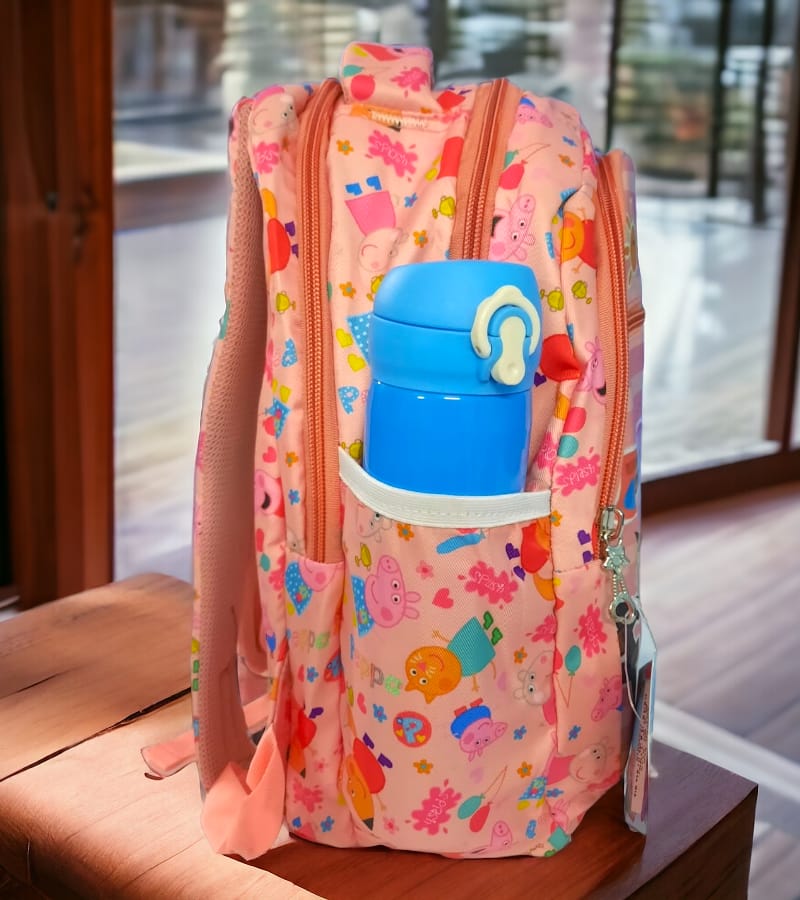 3D Peppa Pig Theme Kids School Bag for Primary (LKG/UKG/1st std) - School Backpack for Boys & Girls (Size: 16 * 12 Inch, Pink) view 3