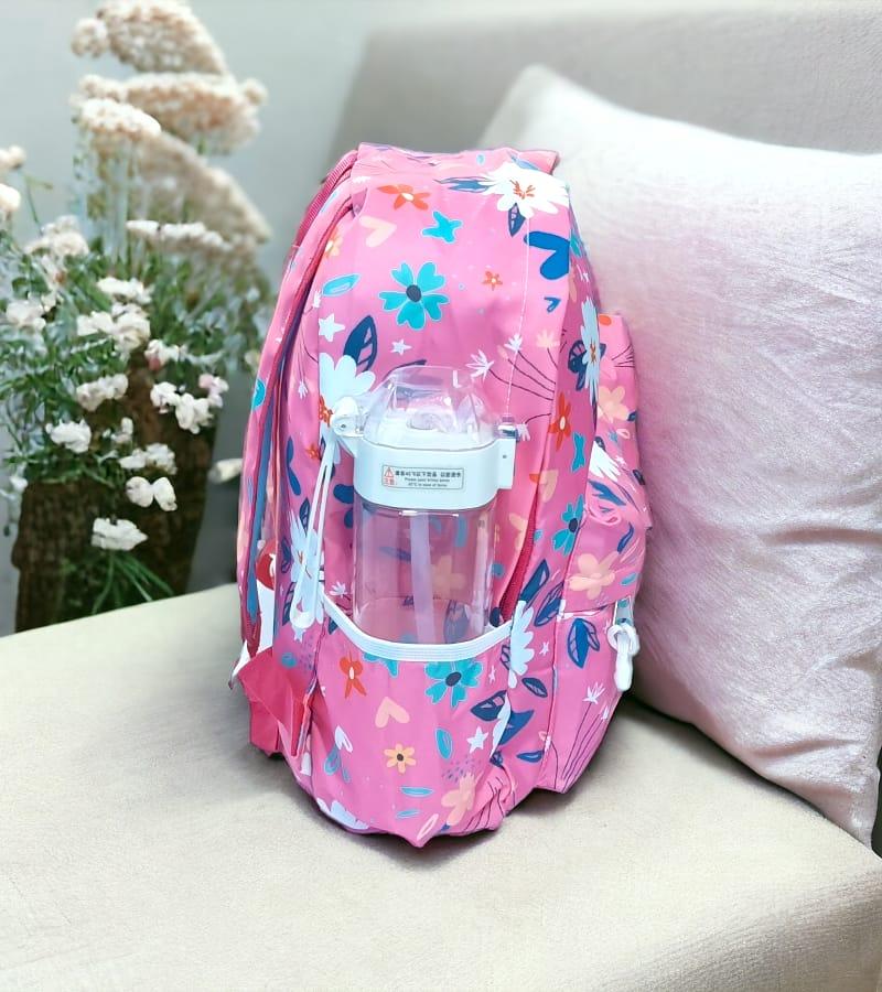 Printed Small Size Kids Backpack Unisex School Bag with Free Pencil Stationery Pouch - Pink (Suitable for Kids up to 5 years) view 3