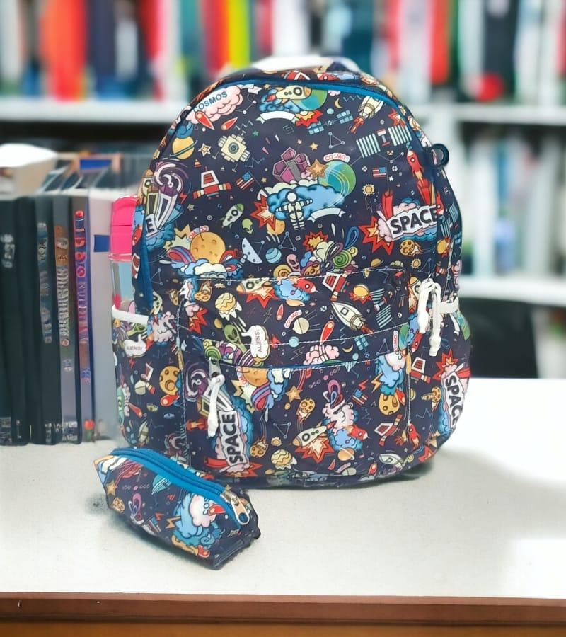 Small Size Kids Bag Printed Unisex School Backpack with Free Pencil Stationery Pouch - Multicolor (Suitable for Kids up to 5 years) view 3