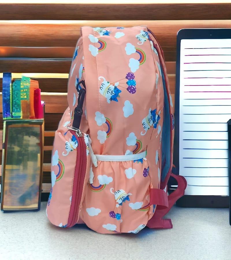 Small Size Kids Bag Unisex School Backpack with Free Pencil Stationery Pouch - Multicolor Printed (Suitable for Kids up to 5 years) view 3