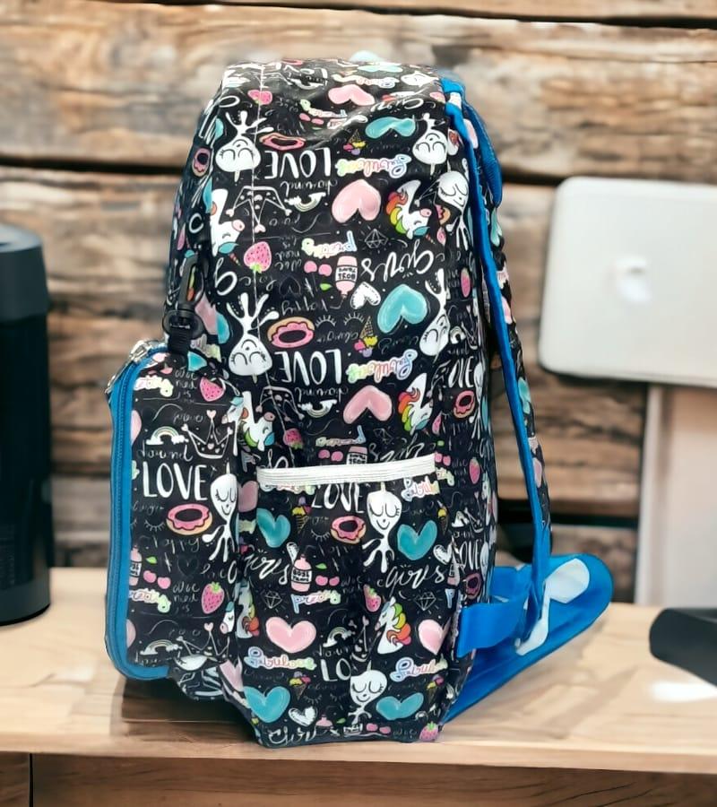 Unisex Small Size Kids Bag School Backpack with Free Pencil Stationery Pouch - Multicolor Printed (Suitable for Kids up to 5 years) view 3