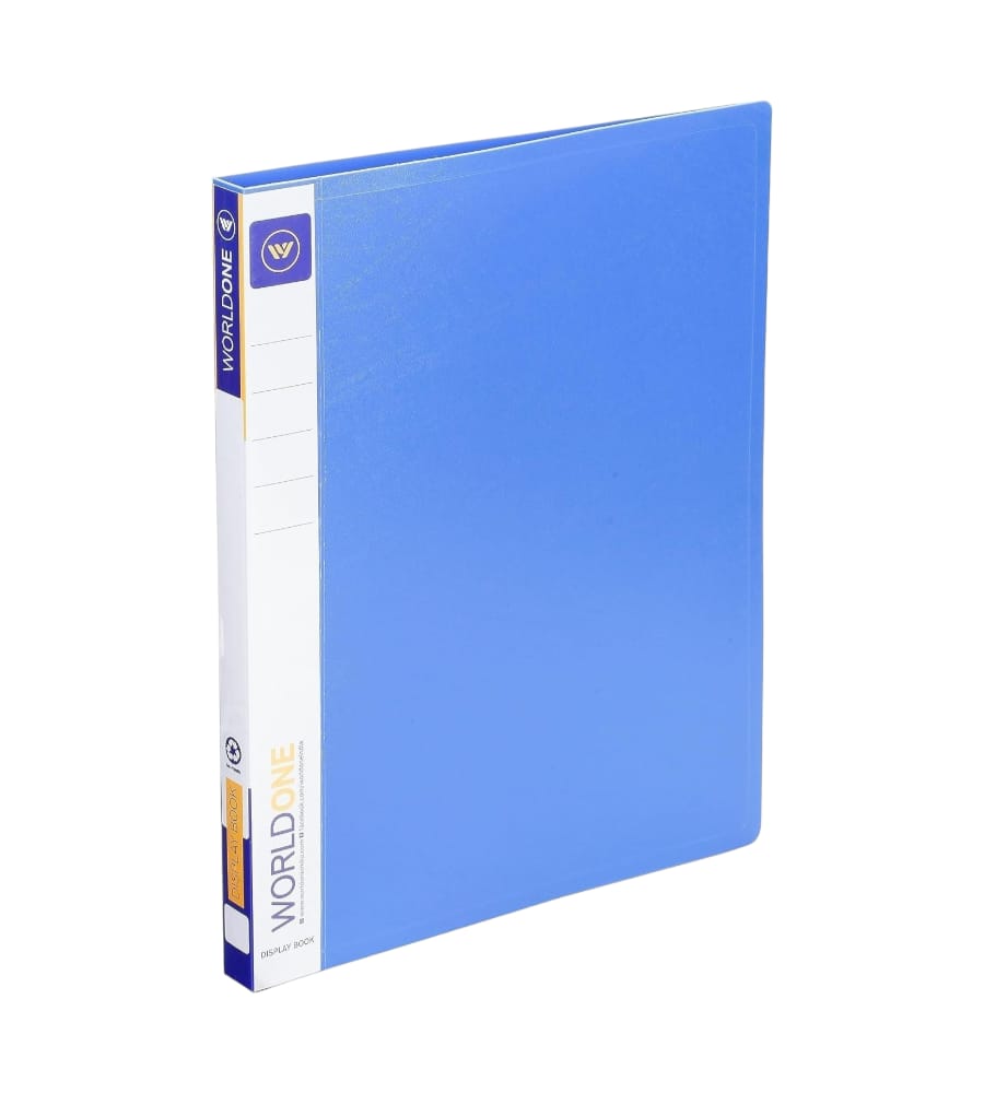 WorldOne Premium Quality Display Book Folder for Documents with 80 Bound Top Loading Plastic Binder Sleeves, Size A4, Blue, Set of 1 view 3