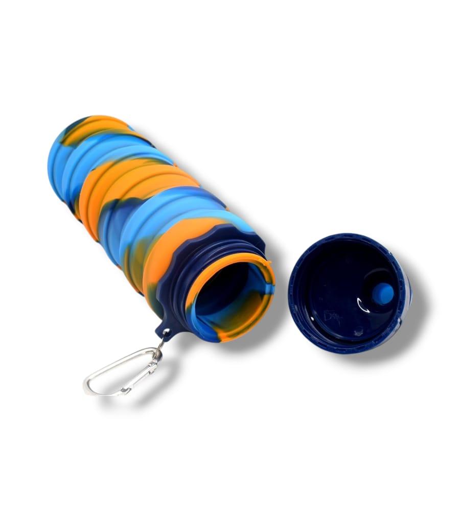 Silicone Expandable Bottle with Snap Hook - Foldable 500ml Leak-Proof Bottle for Men, Women, & Kids (Blue) view 3