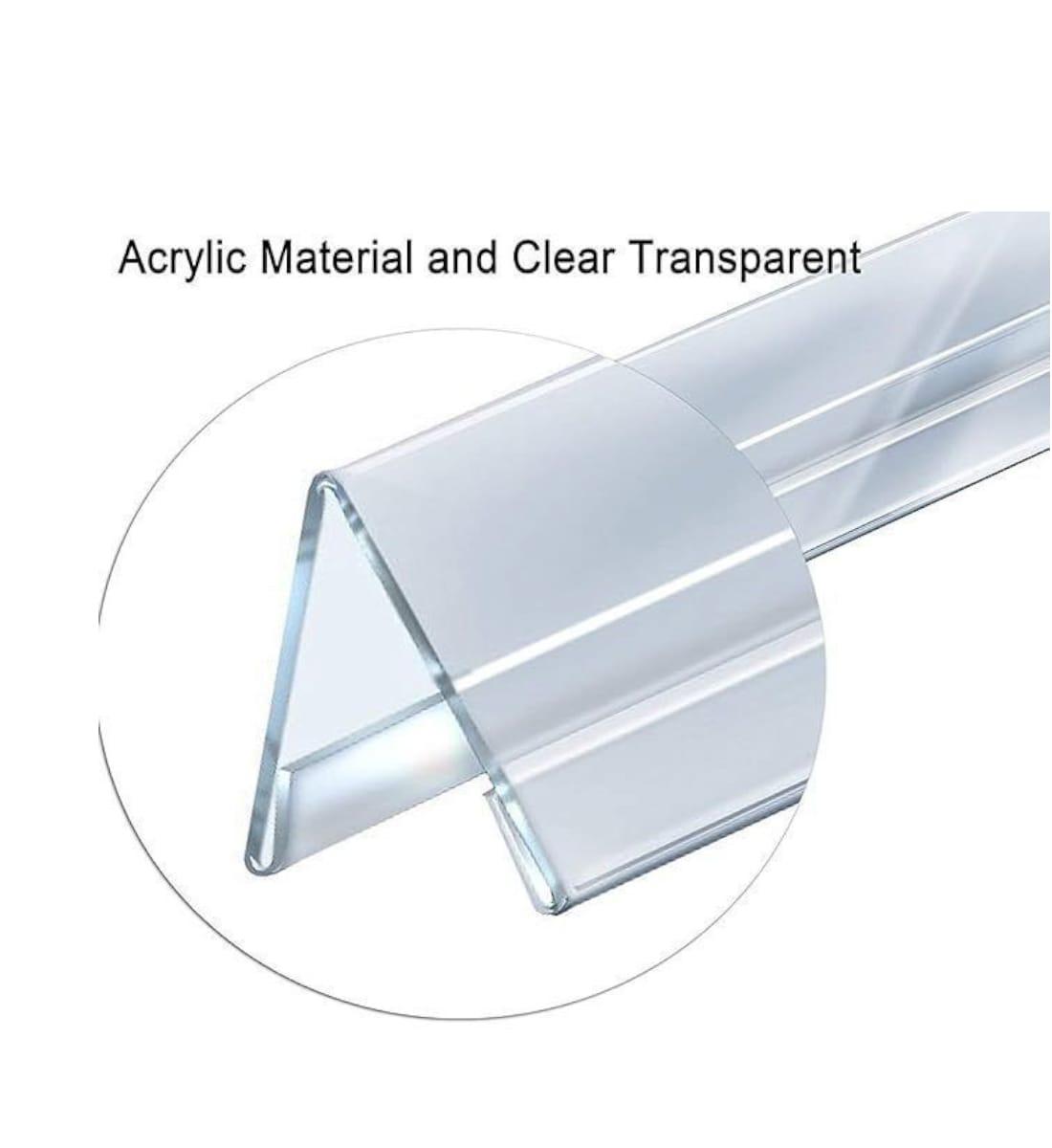 Kebica Acrylic V-Shaped Double-Sided Desk Name Plate Holder 12x2 Inch Clear Table Sign Display Stand view 3
