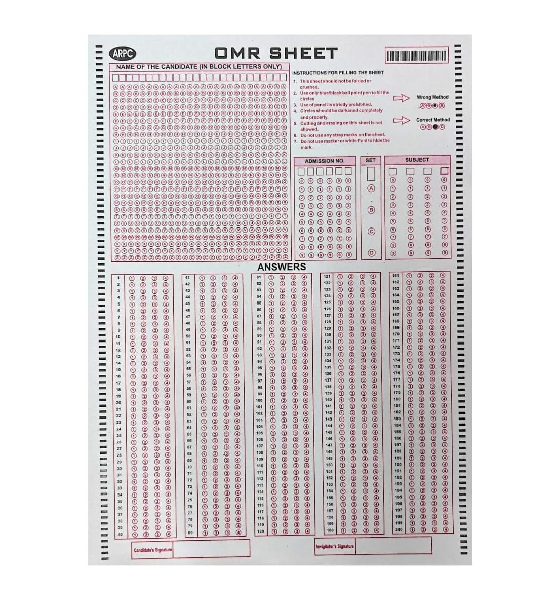 OMR Practice Sheets for Competitive Exams – A4 Size, 200 MCQs | Pack of 100 Sheets | For NEET, JEE, UPSC, MPSC, GATE, RPSC, TNPSC & Other Exams view 3
