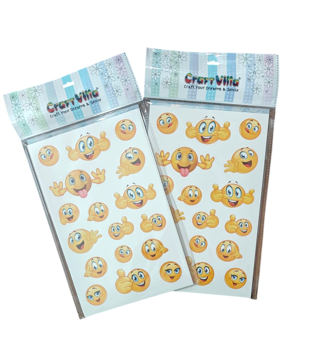 CraftVilla Smiley Happy Face 3D Stickers – 17 Pcs Round Yellow Stickers in Different Styles | Fun Self-Adhesive Stickers for Kids, Crafts & Decorations (Pack of 2) view 3