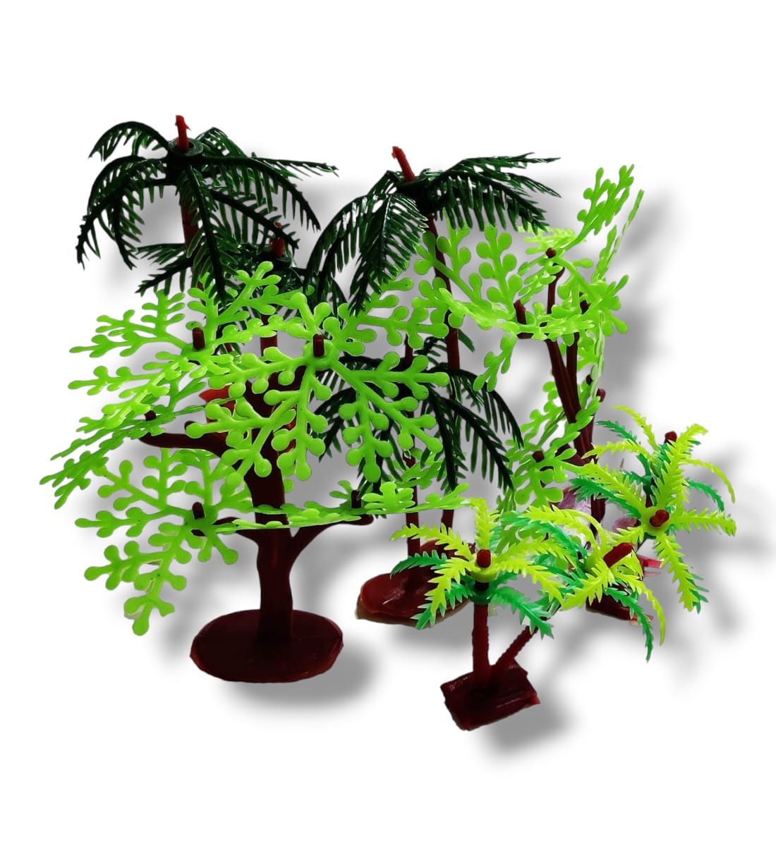 Artificial Mini Plastic Trees for Project Making & Decoration | 12 Pieces, 3 Designs | Assorted Green Trees for Craft, 3D Models & School Projects view 3