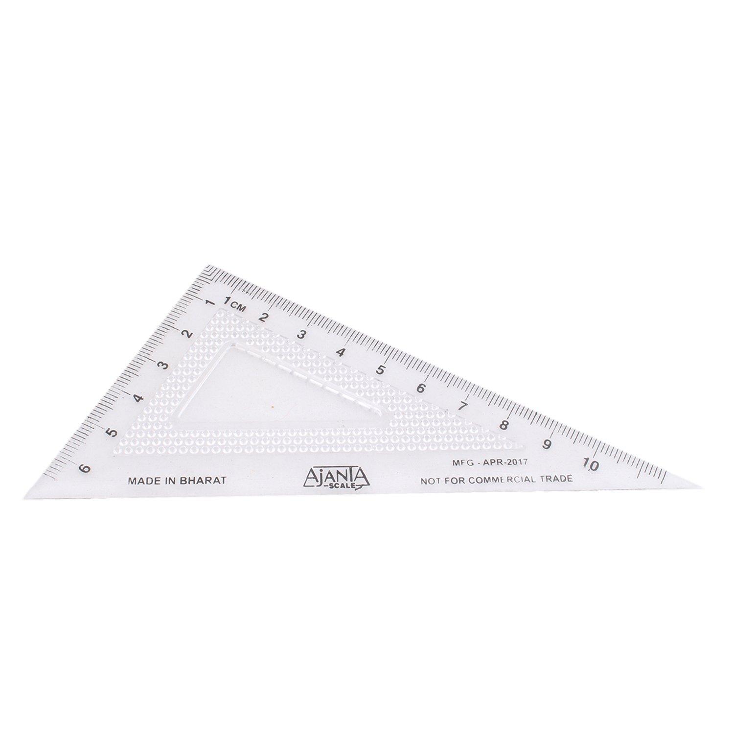 Ajanta 4-Piece Premium Mathematical Instrument Set (1 Premium 15 cm Ruler, 2 Premium Set Squares (45 Degree & 60 Degree), and 1 Premium 180 Degree Protector) view 3