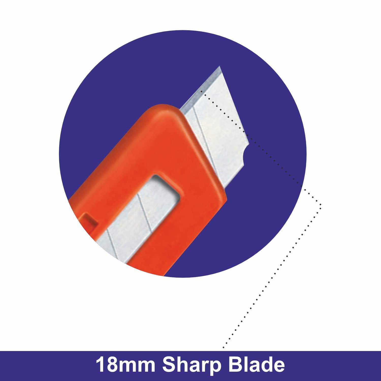 Ajanta 18mm Paper Cutter Utility Knife Retractable (Pack of 1), Cutter for craft, Compact For Carving and Paper Cutting view 3