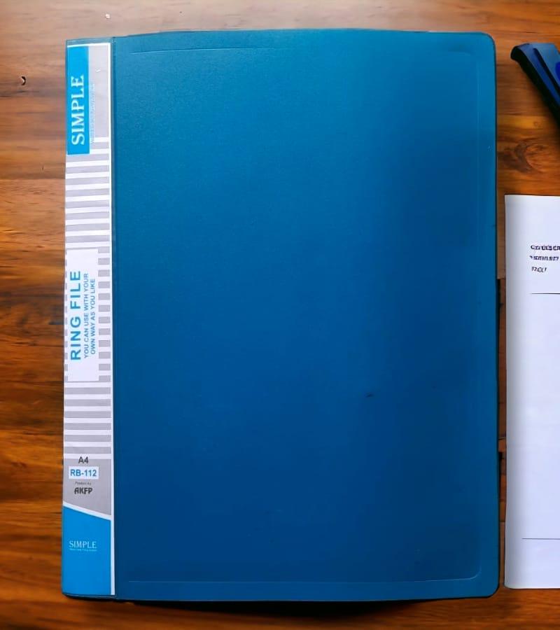 Simple Ring Binder Plastic Box File -A4 Size | File for Certificates and Documents (Pack of 1, Blue) view 3