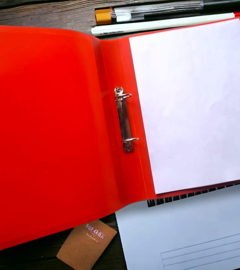 Simple Ring Binder Plastic Box File -A4 Size | File for Certificates and Documents (Pack of 1, Red) view 3