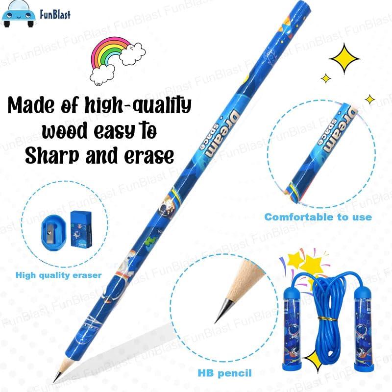 Space Stationery Kit for Kids - Stationery Box with Pencil, Pen, Eraser, Sharpener, Space Pencil Box, Skipping Rope - Birthday Gift for Kids view 2