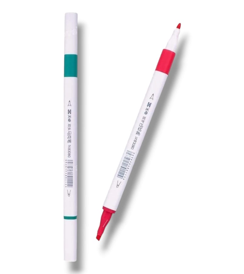 Double Tip Highlighters | Set of 12 Double Sided Pens | Fine Grip Marker | Thin & Thick Tip - Assorted Colors view 3