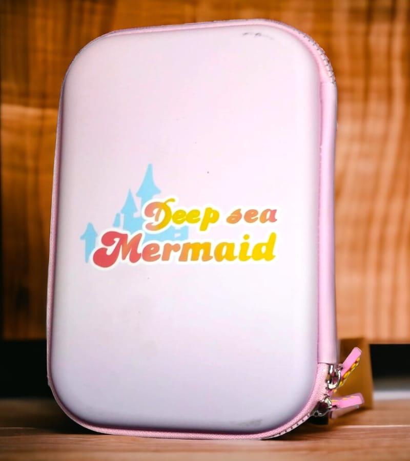 Mermaid Large Size Pencil Case | Zipper Closure Pouch | 3D Embossed EVA Pencil Box (Set of 1, Pink) view 3